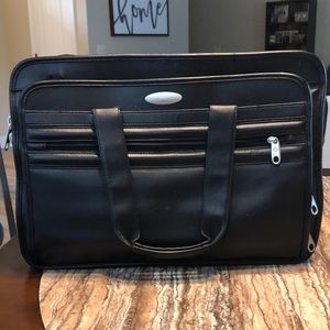 Samsonite Black Leather Laptop Bag Briefcase Toploader